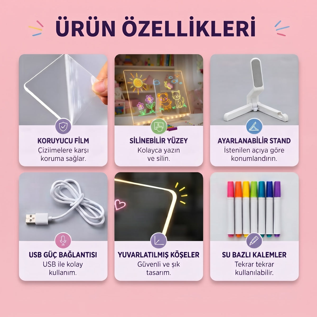 Vlelnora Akrilik led yazı tahtası